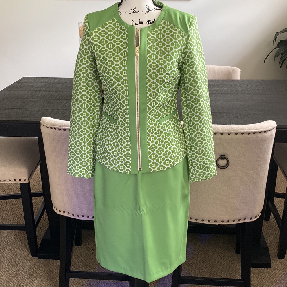 NWT lime green and white suit, size 4.